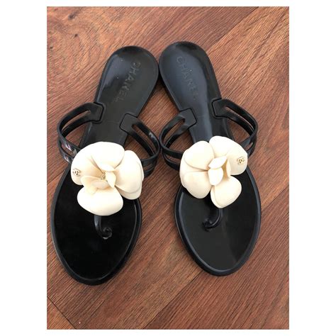 chanel slip ons black|chanel flip flops for sale.